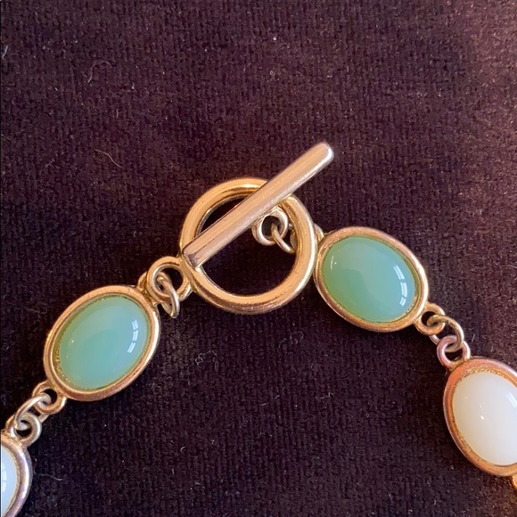 Anthropologie Jade and White Stone Gold Necklace - Picture 3 of 4